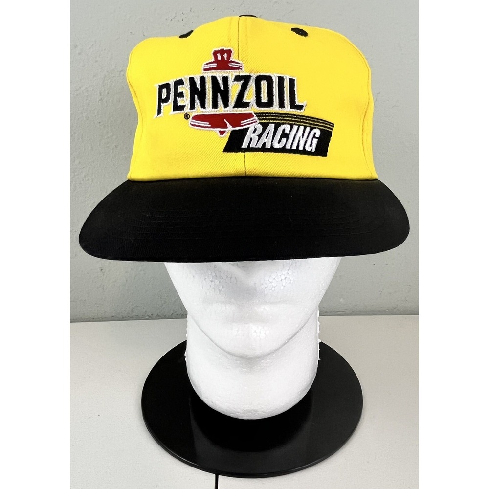 Vintage K-Products Pennzoil Racing Adjustable Hat Mens Yellow Black Made in USA